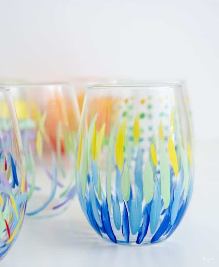 15 DIY Painted Wine Glass Ideas In 2022   3 Wispy Floral Glasses 700x855 