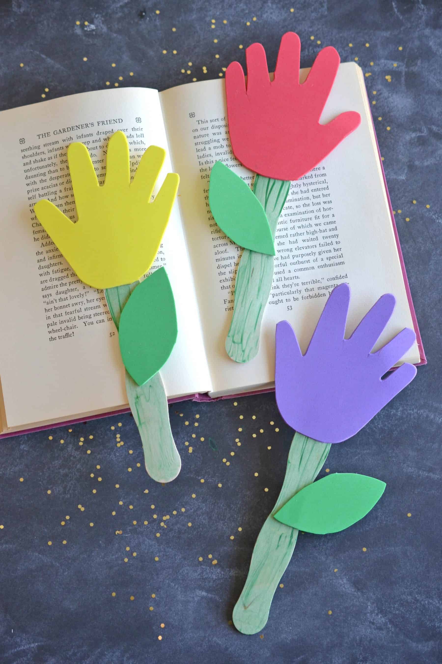 30 DIY Bookmark Ideas To Liven Up Your Reading   30 Handprint Flowers 1800x2700 